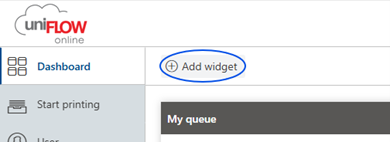 Click Add Widget to add top up budget to your dashboard
