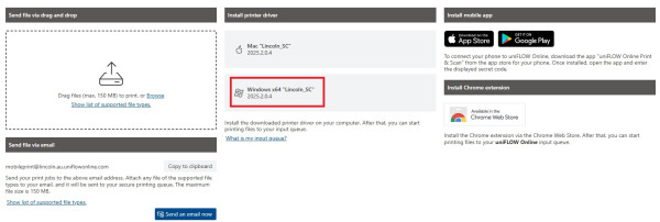 Download and Install the Windows Printer driver